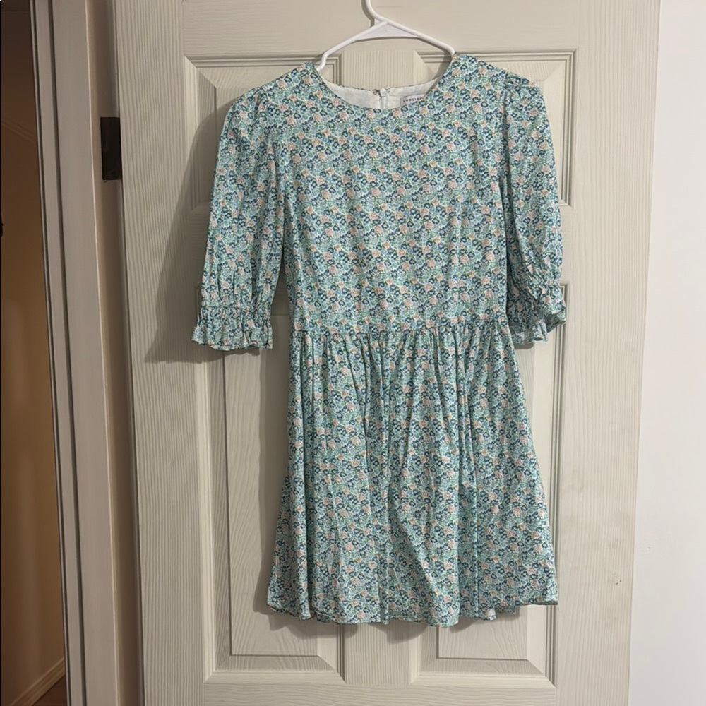 English Factory Green Ruffled Puff Sleeve Sundress